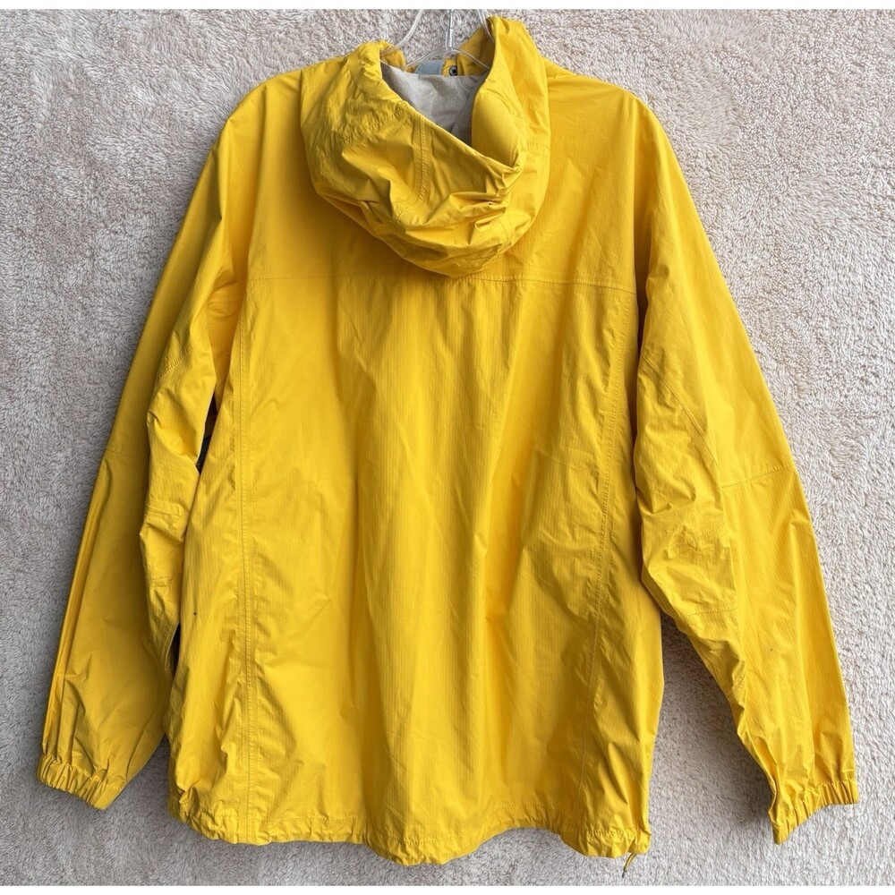 VTG LL Bean Yellow Rain Jacket Mens L Reg Hooded Full Zip Waterproof Pockets - Picture 3 of 11